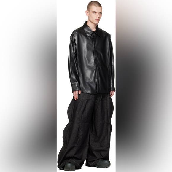 Grained Faux-Leather Shirt (CHEN PENG) - Picture 2 of 11